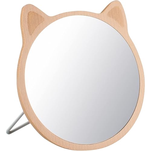 TBWHL Cat Desktop Mirror Makeup Mirror for Tabletop Bathroom Shower Travel Hand Mirror
