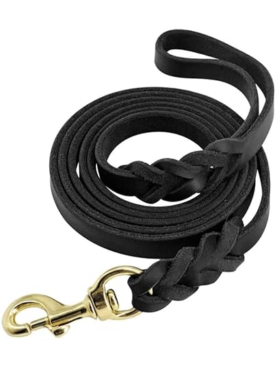 Woof 99 Leather Dog Leash Walking Training Leads for German Shepherd Dog Strap Leash (10 ft, Black)