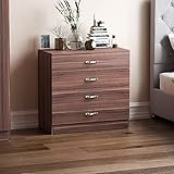 Farbe: Walnuss Vida Designs Riano Kommode mit 4 Schubladen, Walnuss, Ablage, Kleiderschrank, Garderobe, Aufbewahrung, Verstauung