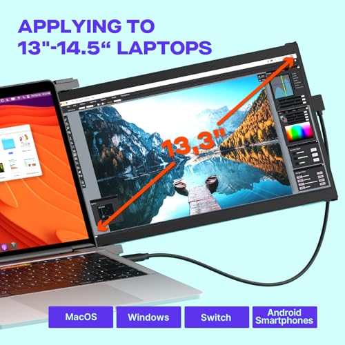 Image of New Mobile Pixels Nexus 13.3 inch Portable Laptop Monitor | USB C /HDMI Plug and Play Laptops Screen Extender, Ultra-Thin FHD 1080P Monitor, Compatible with Windows /Mac /Android /Switch