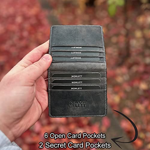 Wowlett Leather Wallets For Men, Credit Card Holder - Minimalist Slim Wallet for Men, Bifold, Front Pocket Wallets For Men, Men Accessories (Snap Fastener, Black)2