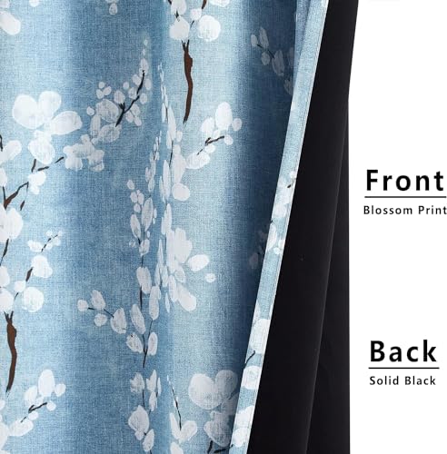 Image of BFAM Floral Print 100% Blackout Curtain with Black Linning at Back, Floral Print Curtains for Living Room /Bedroom Thermal Insulated Energey Saving Blossom Curtain, Pack of 1 Curtain