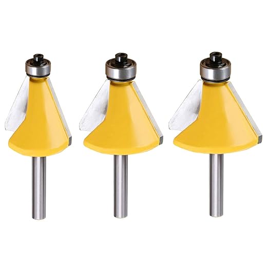 Yakamoz 3Pcs 1/4 Inch Shank Chamfer Edge Forming Router Bit Set Bevel Edging Cutter Bits with
