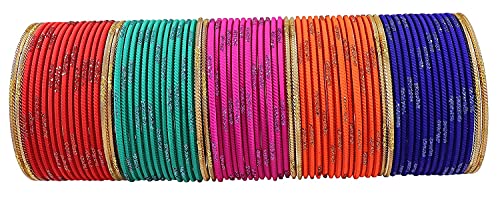 Image of NMII Non-Precious Metal with Base Metal Spreads with Zari Glossy Finished Premium Traditional Bridal Chuda Bangle set for Women and Girls
