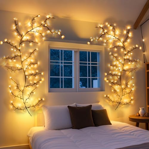 VANTREEGAO Enchanted Willow Vine Lights with Remote, Christmas Branch Lights with 144 LED for Indoor Outdoor, Artificial Plants Tree Swags Decorations for Walls Bedroom Home Decor (1pc) - image 1