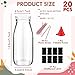 Tioncy 20 Pack 8.5oz Glass Milk Bottles with Lid and Straws Reusable Glass Bottles Bulk Vintage Breakfast Creamer Container with Labels Funnel for Milk Birthday Wedding Party Favor