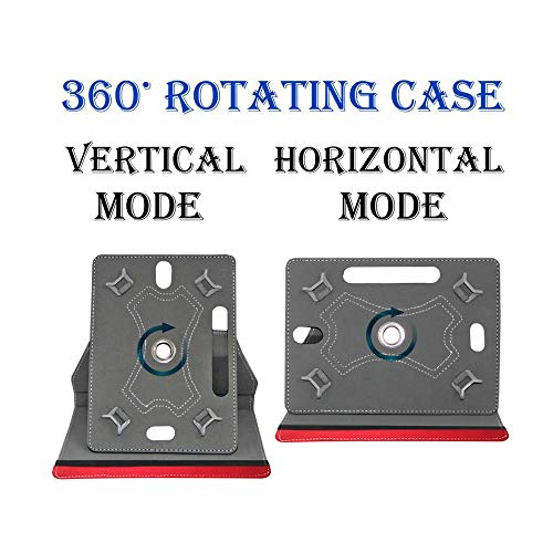 Image of Fastway Rotating Leather Flip Stand Case for DOMO Slate SL36 OS9 SC, Red | 10.1-Inch Tablet, Rotating Design