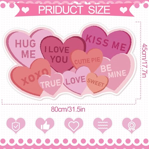 Tinideya Heart Rug Bathroom Conversation Heart Non Slip Door Mat Rug Retro Kitchen Decor Floor Mat for Bedroom Kitchen Decor