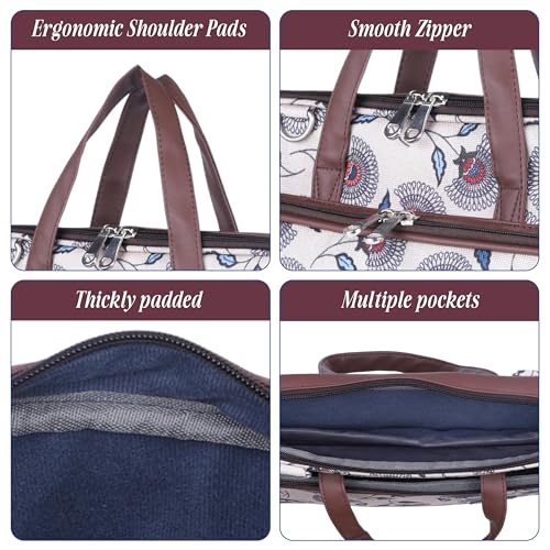 Image of Protecta Stride Floral Printed Laptop Messenger Bag for Men and Women for Office 16 inch Use Macbook Office Briefcase Bag Print Padded Sleeve Straps Durable Design Lightweight 18L Flower Print
