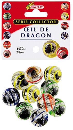 mesbilles 10 Calots Œil De Dragon Billes en Verre 25 mm