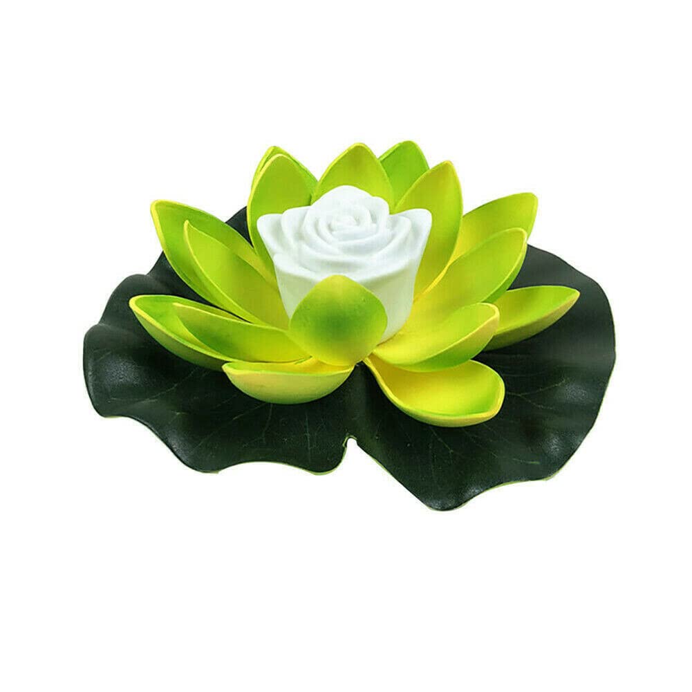 AOLI Floating Solar Powered LED Lotus Flower Lights Pond Pool Garden Landscape Lamp (Green)