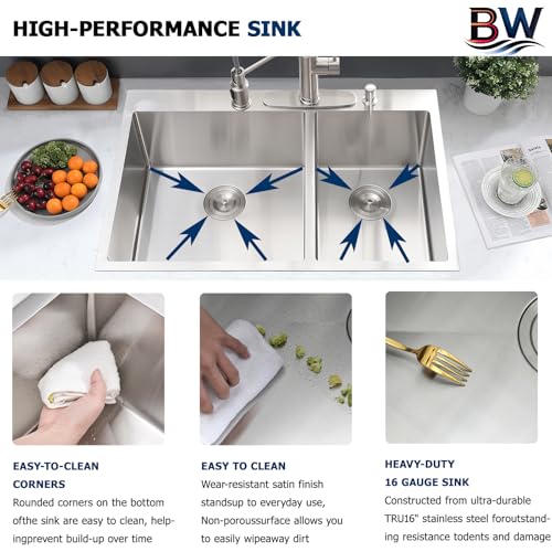 Évier de cuisine à double cuve de 83 cm idéal pour simplifier la vaisselle des grands repas