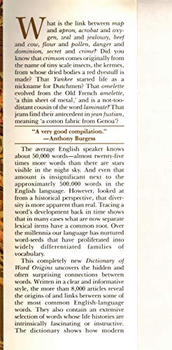 Dictionary of Word Origins: The Histories of Mo... 1559701331 Book Cover