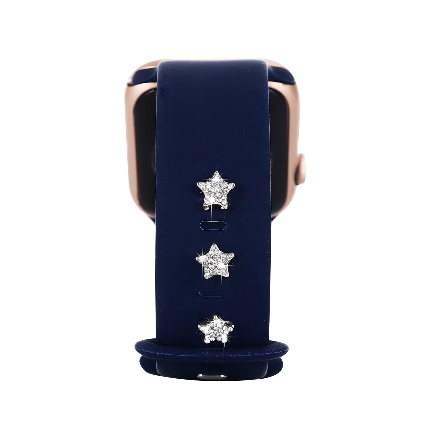 3Pcs Bling Metal Decorative Nails Studs Compatible with Apple Watch Band 45/44/42/41/40/38mm Silicone Bands for Women iWatch Series 10 9 8 7 6 5 4 3 2