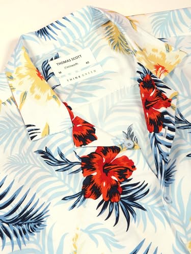 Image of Thomas Scott Men's | Floral | Half Sleeve | Slim Fit | Cotton Rayon | Cuban Collar | Casual Shirt