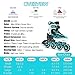 ECOO Adjustable Inline Skates Boys and Girls with Light up Wheels，Roller Skates for Kids Ages 4-12, Teen Skates for Beginner Outdoor and Indoor (Cyan, Medium-Big Kids（13j-3 US）)