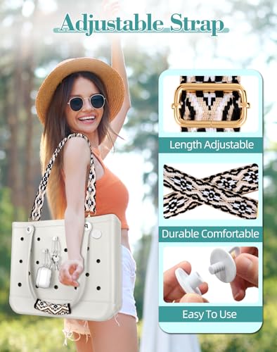 Image of Bag Strap Crossbody Charms for Bogg Bag Accessories - Shoulder Strap Neoprene Luggage Handle Wrap for Suitcase & 2 Key Holders Cross