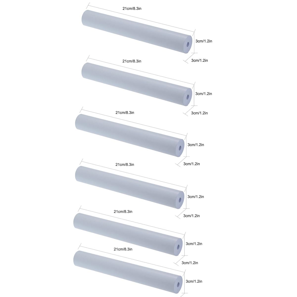 Papel TéRmico Papel térmico A4 Papel de impresión térmica 210 * 30 mm for Impresora inalámbrica A40/X8 Rollo de Papel Papel TéRmico Adhesivo(6 Roll)