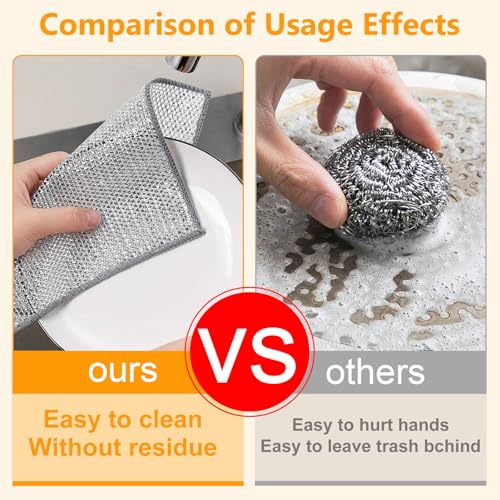 Image of Extra-Large Size Multipurpose Wire Dishwashing Rag,Non Scratch Wire Dishcloth, Reusable Steel Wool Scrubber,Non-Scratch,Quick-Drying,Multi-Purpose for Kitchen,Bathroom Cleaning (15)