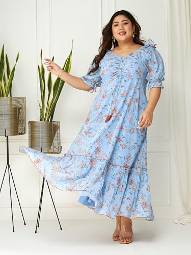 Image of Miss Chase A+ Women's V-Neck Three-Quarter Sleeve Floral Wrap Chiffon Midi Dress