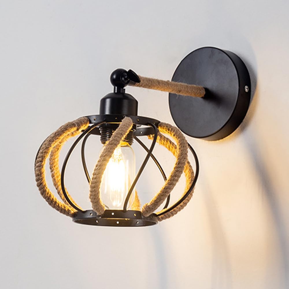 SMCCYYSD Retro Wall Lamp Black Sconce Farmhouse Light Hardwired Sconces Lighting, Vintage Mount Lights for Living Room Bedroom Restaurant E27 Bedside Lamps