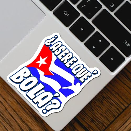 Image of Asere Que Bola Cuban Saying Cuba Flag Vinyl Stickers 3 Inches, Pack of 3