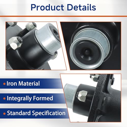 GXYWADY 6 on 5.5 Trailer Idler Hub Spindle Kit for 3500 lbs Trailer Axle, #84 Spindle, 2" Round Base, Bearings, Lug Nuts, Dust Cap by GXYWADY - Used condition - Image 4