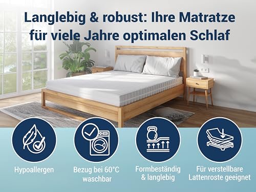 Betten-ABC - Matratze (KSP-500) - 90x200 cm (H4) - 7-Zonen Matratze aus Kaltschaum - Hypoallergen & Antibakteriell - Oeko-TEX® Zertifiziert - Bezug abnehmbar & waschbar - Lieferung per Paket