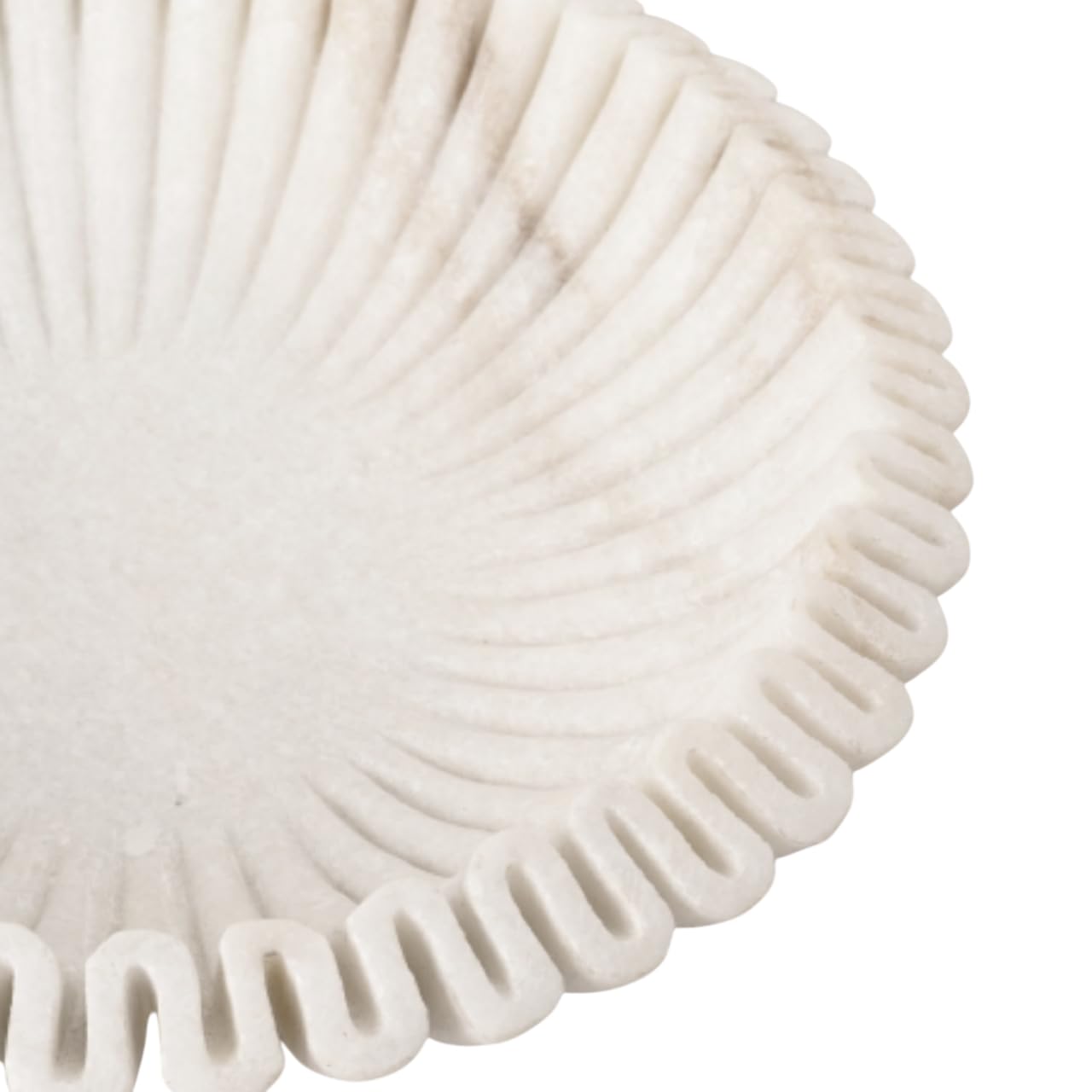 PUSHPA EXPORTS Marble Ruffle Bowl Decorative Marble Scallop Bowl Flower Bowl Fruit Bowl Ruffled Marble Bowl Jewelry Dish Christmas Gift Decorative Bowl (2 Pieces of 6 inch)