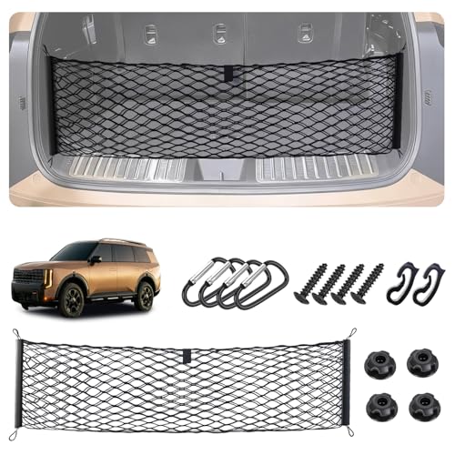 Image of Envelope Style Cargo Net for Kia Telluride 2022-2024 2025 2026 Accessories, Trunk SUV Mesh Cargo Net, Upgraded 5mm Bungee & Double-Layer Nylon Storage Tailgate Netting Grocery&Tools Holder Organizer