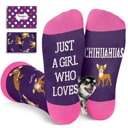 HAPPYPOP Chihuahua Socks for Women - Funny Chihuahua Lovers Gifts for Dog Mom, Dog Lover...