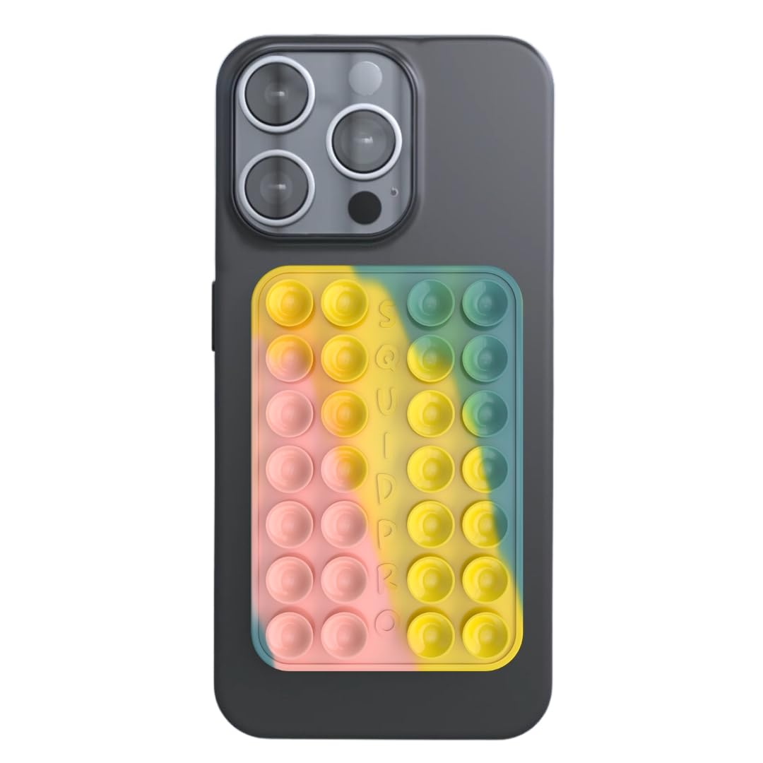 SQUIDPRO® - Silikon Saugnapf Handyhalterung, selbst-klebend, Kompatibel mit Allen gängigen iPhone- und Android Mobiltelefonen BZW. Handyhüllen, Freihändige Halterung für Selfies (Candy Swirl)