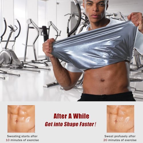 Sauna Shirt for Men Heat Trapping Compression Sweat Suit T-shirt Workout Body Shaper for Gym Short Sleeve Shapewear3