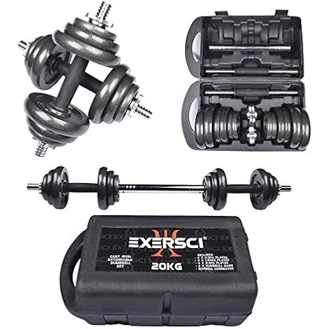 Exersci 20 KG Adjustable Dumbbell and Barbell Set Cover