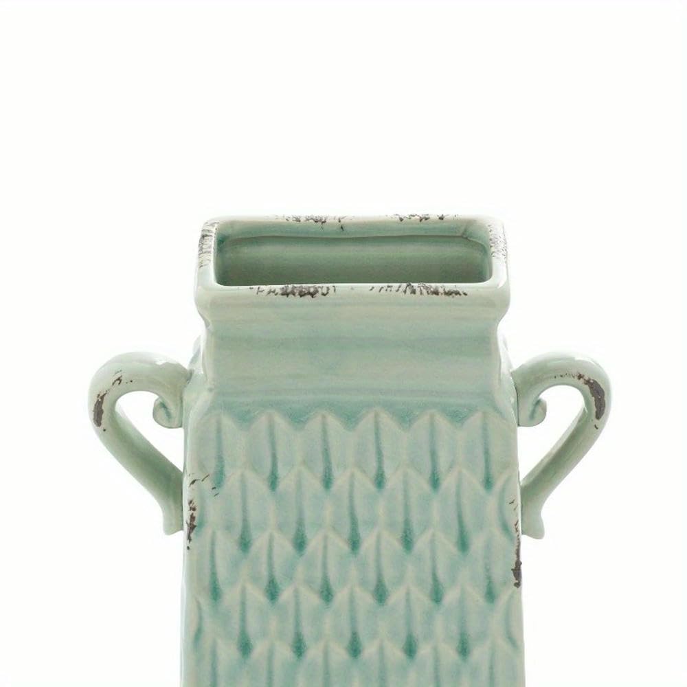 Vasi in Ceramica Multicolore Larghi 7" e Alti 10" con Manici, Set da 3