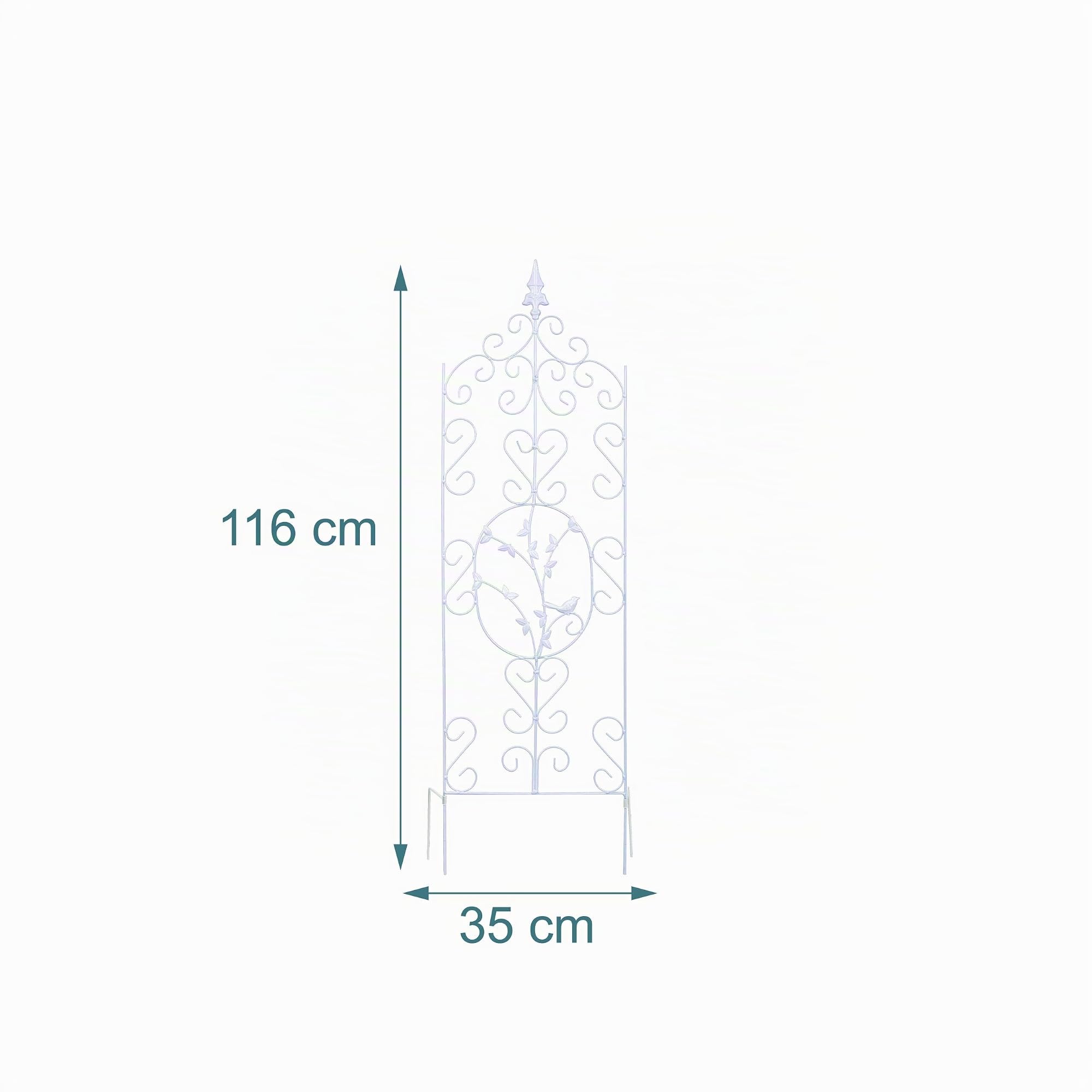 Relaxdays Treillis pour Plantes grimpantes, Lot de 2, métal Blanc, autoportant, H x L : 116 x 35 cm