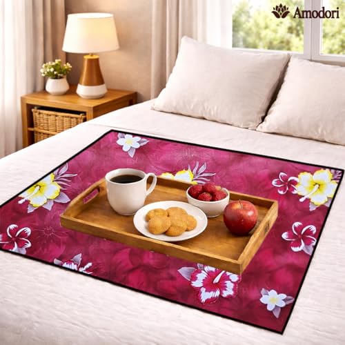 Image of Waterproof Bed Server Mat /Food Mat /Bedsheet Protector | Reversible | 2-Layer Heavy Material | Multi-Purpose Place Mat (Colour & Print May Vary) (floral-22)