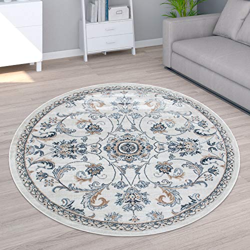Paco Home Teppich Wohnzimmer Kurzflor Orientalisches Muster Ornamente Modern Beige Blau, Grösse:160x220 cm – Bild 4