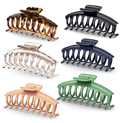 6Pcs Big Hair Claw Clips for Women, VEYFUN large hair clips for Women/Girls, Strong Hold Non-Slip Barrettes Hair Accessories for Thick/Thin Hair