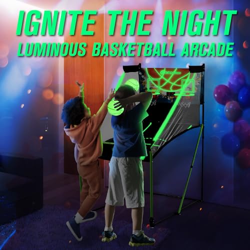 Basketball Arcade Game Glow in The Dark, Basketball Gifts for Boys Girls, Child & Grandchild, Age 3 4 5 6 7 8 9 10 Years Old Birthday Christmas Party | Luminous Light Up Easy Fold Basketbll Hoop - Thumbnail 7