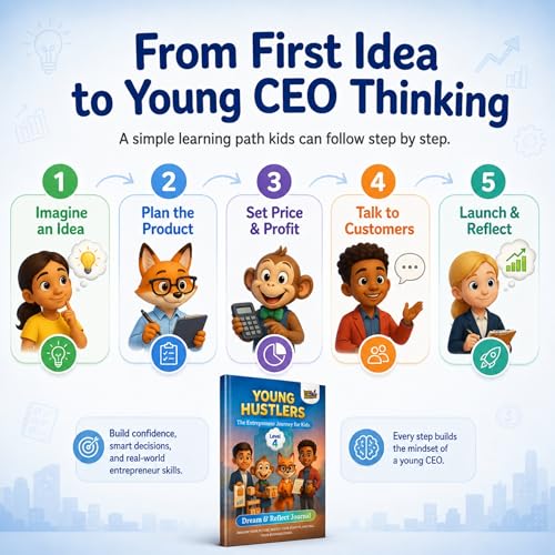 Image of Young Hustlers - Kids Financial Literacy & Entrepreneurship Workbook | Ages 6-14 | Money Management, Business Skills | 4 Activity Books Bundle (Young Hustlers Series)