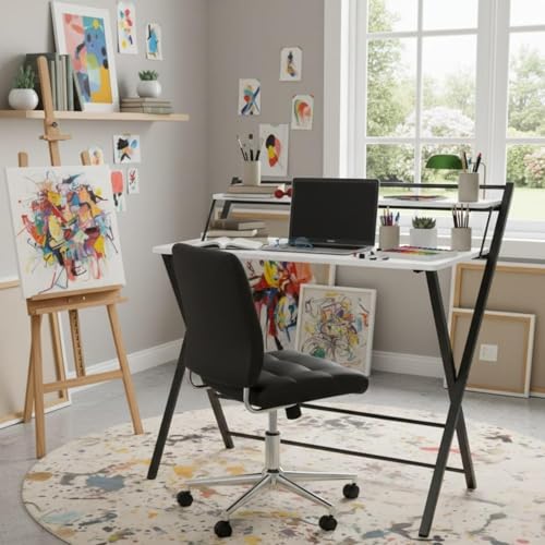 Image of TEKAVO Folding Study Table for Home | Space Saving Computer Desk for Adults & Student | Foldable Office Table | 80 cm x 50 cm | White