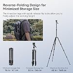 SmallRig 63" Video Travel Tripod, Carbon Fiber Tripod with Quick Release Fluid Head, Leveling Bowl Base and Center Column, 1.3kg Ultralight for Travel Photo & Video, Load up to 4kg / 8.82 lbs - 4221