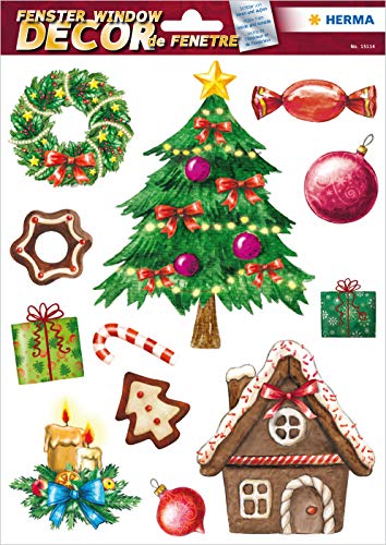Preisvergleich Produktbild HERMA 15114 Fensterbilder "Weihnachtszeit", wiederverwendbar, selbstklebende Fenstersticker aus Folie für Kinderzimmer und Fensterdeko, 12 Fensteraufkleber für Kinder