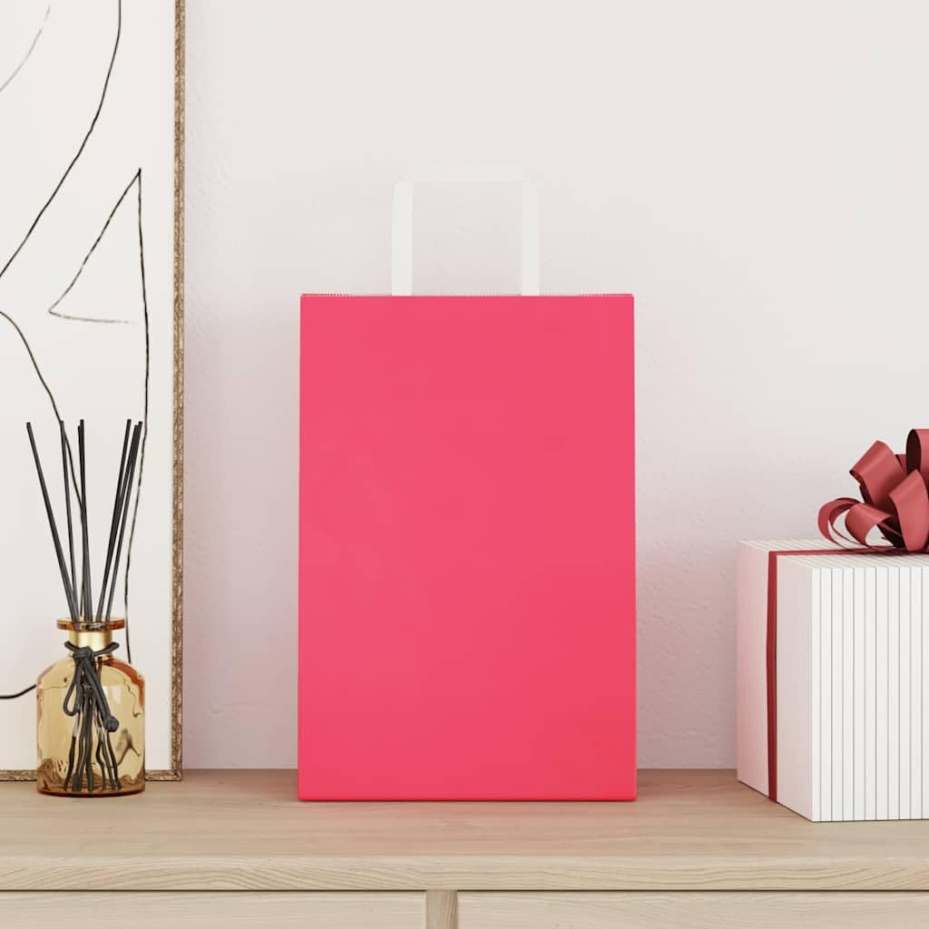 Bolsas de papel 250 piezas con asas rosa 21 x 11 x 31 cm