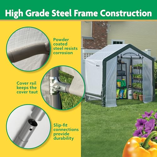 Miracle-GRO 6' x 4' x 6' Outdoor Mini Walk-in Greenhouse Plant Tent, All-Season Small Walk-in Plant Growth Accelerator with UV-Treated Fabric Cover and Zippered Panels, Clear - Image 4
