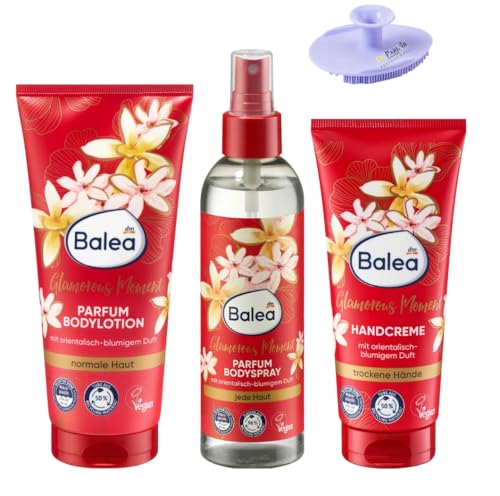 Image of Balea Body Lotion Perfume Glamorous Moment 200 ml + Hand Cream Glamorous Moment 100 ml + Perfume Body Spray Glamorous Moment 200 ml + Bonus: 1 x Silicone Sponge