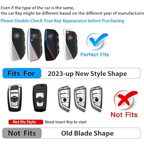 Image of Car Key Fob Shell Cover & Keychain Set compatible with BMW | for 2023-up New 2 3 5 7 Series X1 X4M X5 X6 X7 iX i4 i7 XM,Metal Case Protection with Premium Leather(Black)
