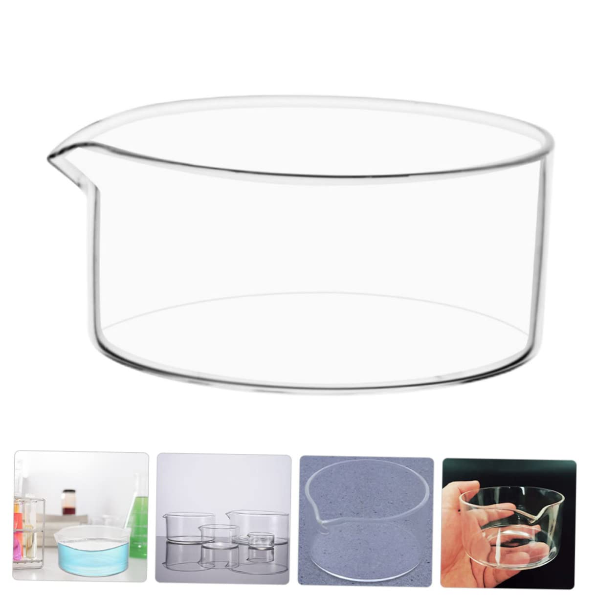 2pièces Récipient Verre à Fond Plat Pour Cristallisation Avec Bec Verseur Outil Évaporation Verre De Laboratoire