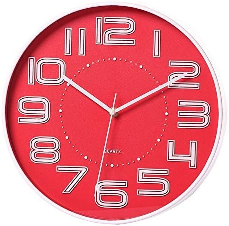 Modern Frameless Plastic Silent Non-Ticking Wall Clock Second Point Analog Quiet Wall Clock 12 Inch Red